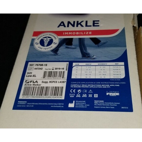 NEW Ankle Walker FLA orthopedics Black Gray Low XLarge XL Immobilize cast ortho - Picture 6 of 11